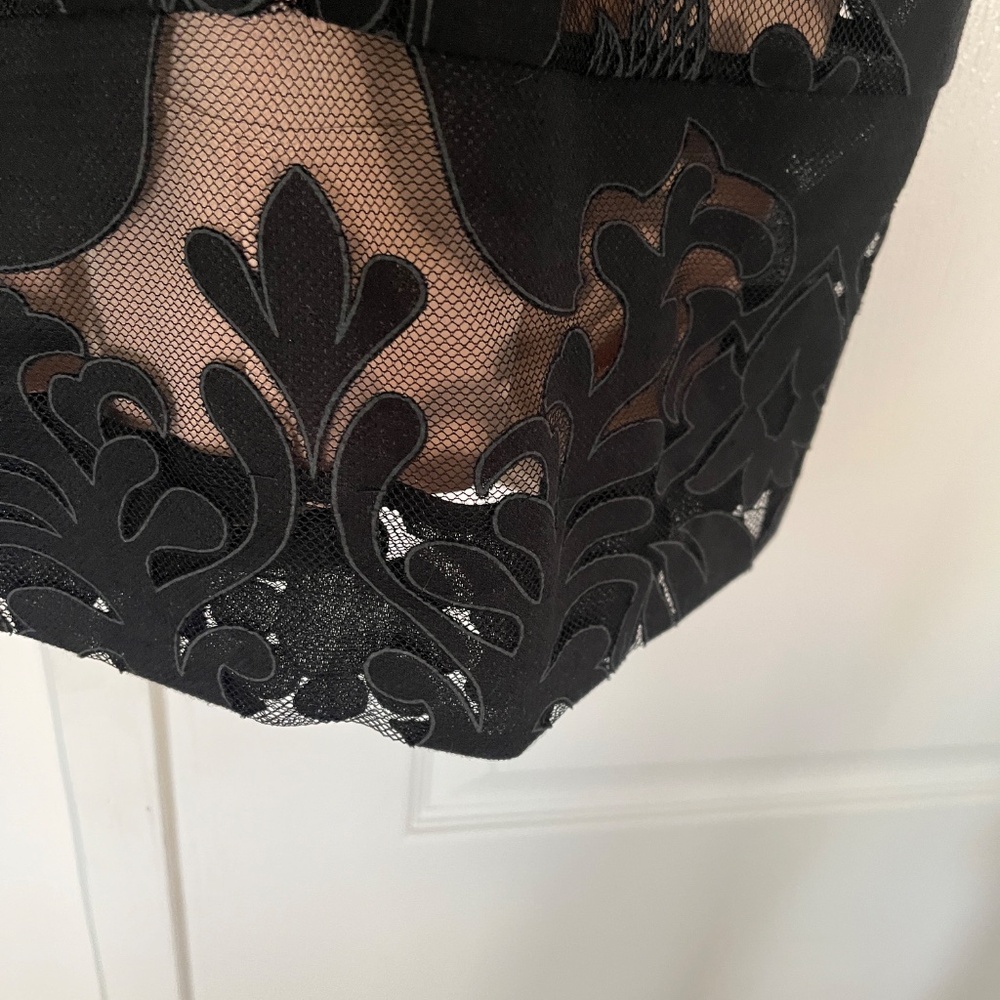 BCBGMaxAzria Black and Nude Lace Overlay Maxi Dress - Picture 7 of 7